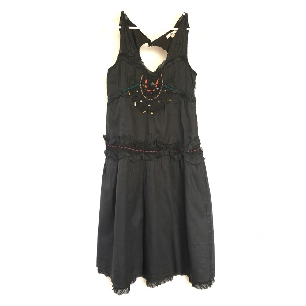 Anthropologie | Lux Beaded Ruffle Dress
